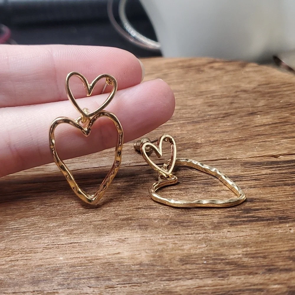E2144 double hearts‎ valentines gift earrings 💖